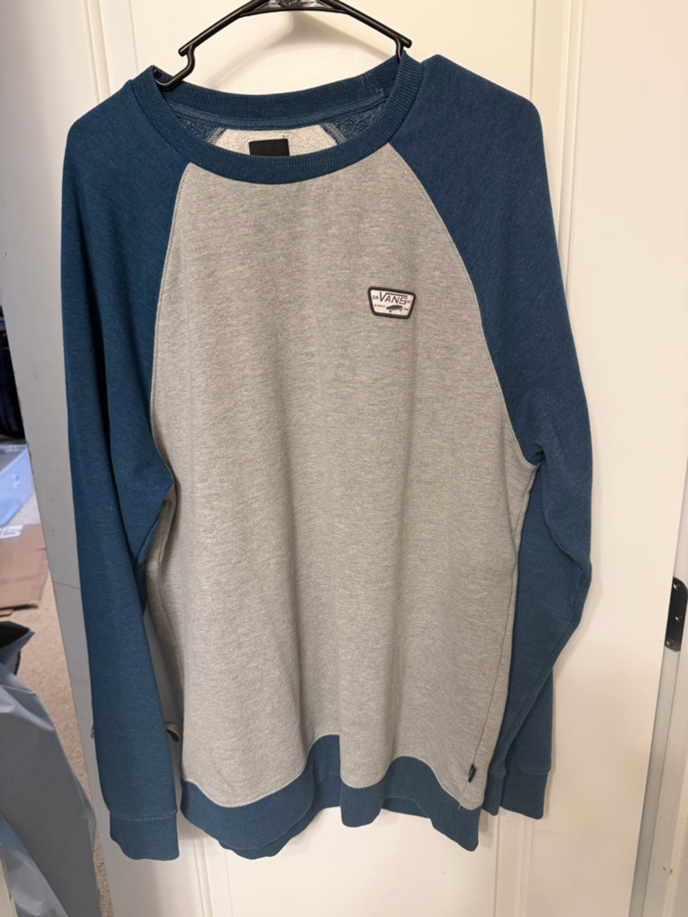 Vans Grey Body with Blue Raglan Crewneck Sweatshirt